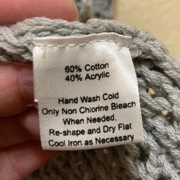 WindiRiver Women's Gray Open Knit Crochet Long Mini Bell Sleeve Sweater Small - Picture 6 of 6